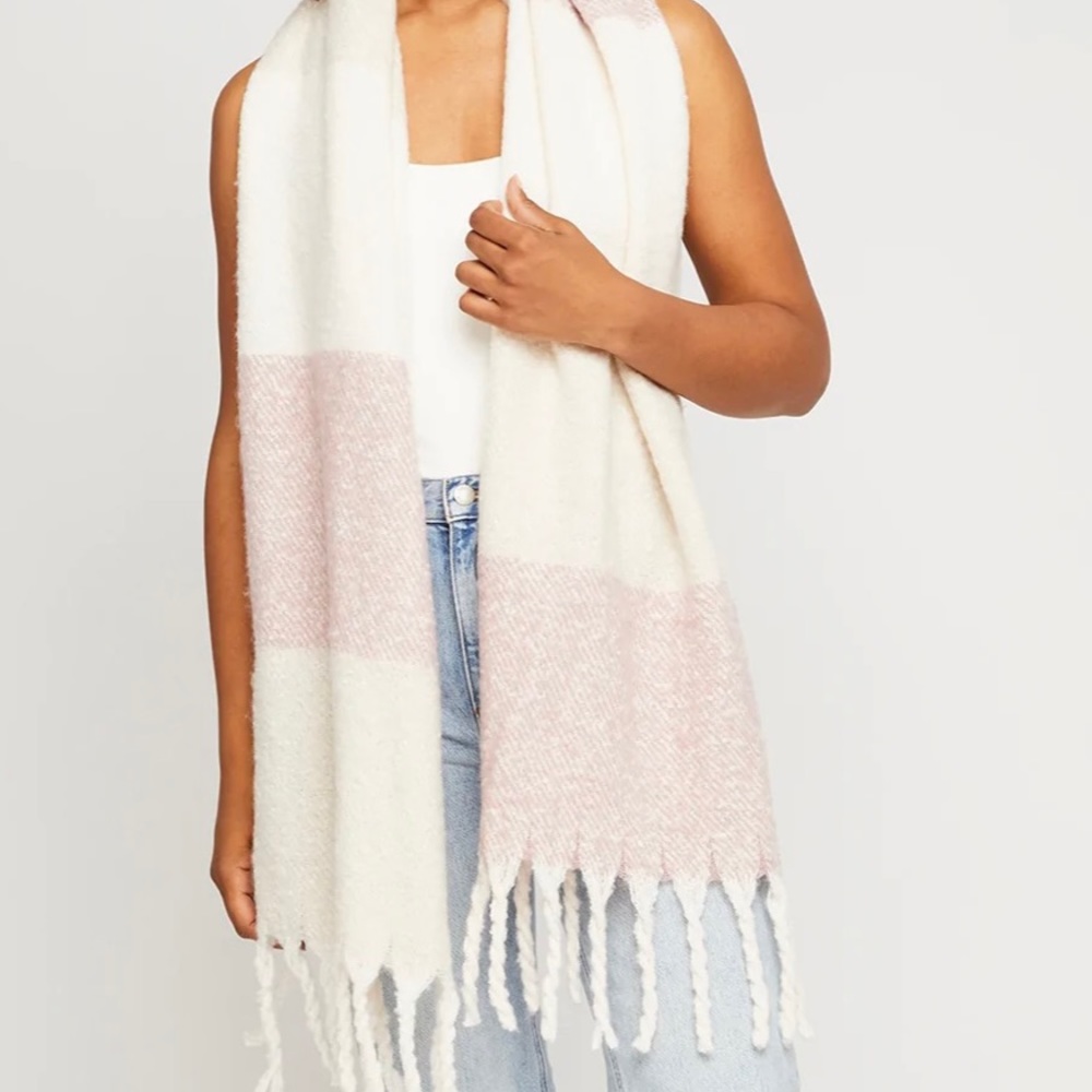 New Gentle Fawn Pink and White Cozy Scarf